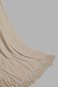 Redtag-Beige-Chenille-Throw-With-Beaded-Fringe-BED-HOME-SPUN-3,-Colour:Beige,-Filter:Home-Bedroom,-HMW-BED-Throws,-New-In,-New-In-HMW-BED,-Non-Sale,-Section:Homewares,-W21B-Home-Bedroom-