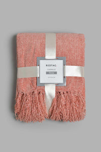 Redtag-Pink-Chenille-Throw-With-Fringe-BED-HOME-SPUN-2,-Colour:Pink,-Filter:Home-Bedroom,-HMW-BED-Throws,-New-In,-New-In-HMW-BED,-Non-Sale,-Section:Homewares,-W21B-Home-Bedroom-