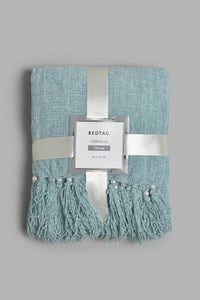 Redtag-Teal-Chenille-Throw-With-Beaded-Fringe-BED-HOME-SPUN-3,-Colour:Teal,-Filter:Home-Bedroom,-HMW-BED-Throws,-New-In,-New-In-HMW-BED,-Non-Sale,-Section:Homewares,-W21B-Home-Bedroom-