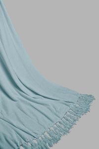 Redtag-Teal-Chenille-Throw-With-Beaded-Fringe-BED-HOME-SPUN-3,-Colour:Teal,-Filter:Home-Bedroom,-HMW-BED-Throws,-New-In,-New-In-HMW-BED,-Non-Sale,-Section:Homewares,-W21B-Home-Bedroom-