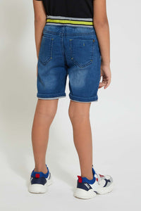 Blue Ribbed Waistband Short