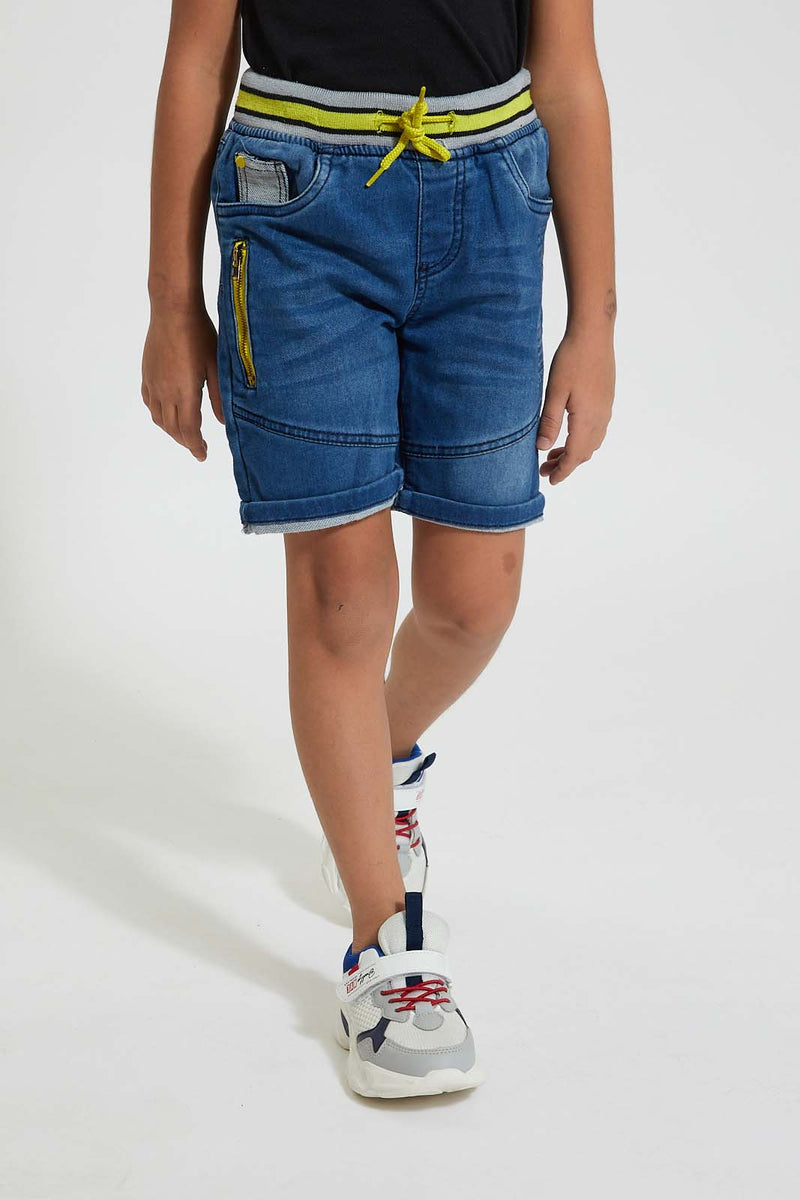 Blue Ribbed Waistband Short