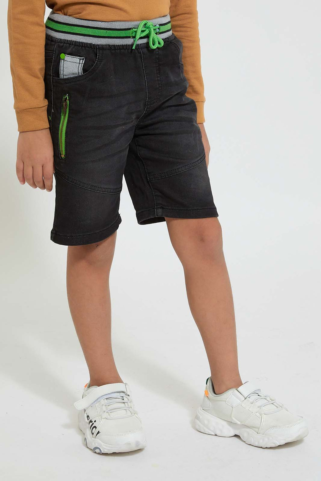 Black Ribbed Waistband Short