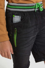 Load image into Gallery viewer, Black Ribbed Waistband Short
