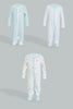 Redtag-Pink-And-White-Assorted-3-Piece-Pack-Sleep-Suit-Sleepsuits-Baby-0 to 12 Months