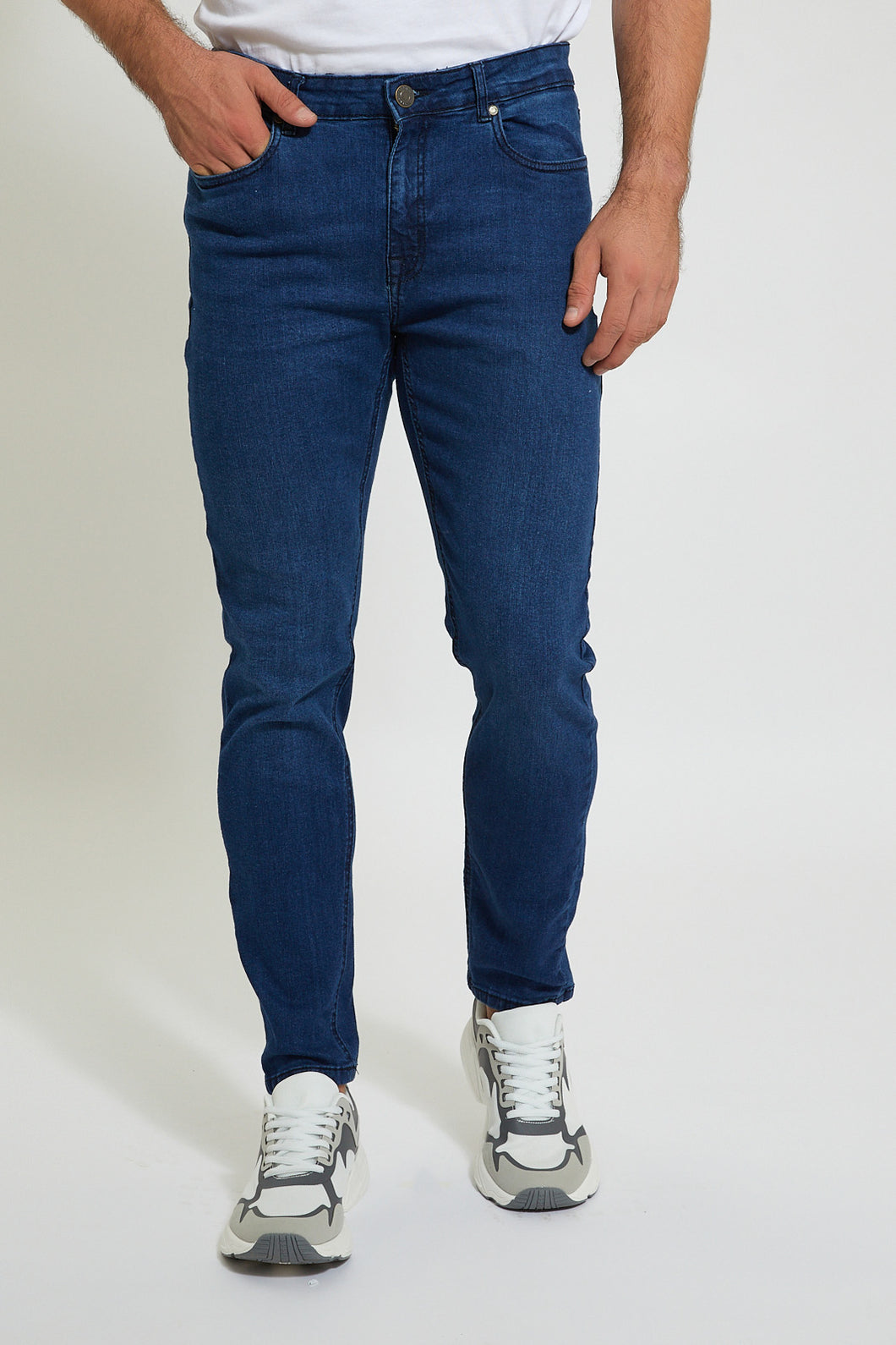 Indigo Mid Wash 5-Pockets Slim Fit Jean