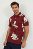 Burgundy Floral Polo Shirt