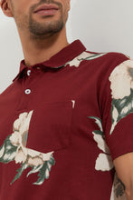 Load image into Gallery viewer, Burgundy Floral Polo Shirt
