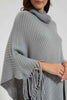 Redtag-Grey-Roll-Neck-Sequined-Poncho-Colour:Grey,-EHW,-Filter:Women's-Clothing,-New-In,-New-In-Women,-Non-Sale,-Section:Women,-W21B,-Women-Pullovers-Women's-