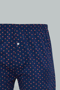 White/Navy Printed Cotton Boxers (Pack Of 2)