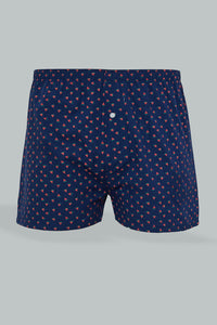 White/Navy Printed Cotton Boxers (Pack Of 2)