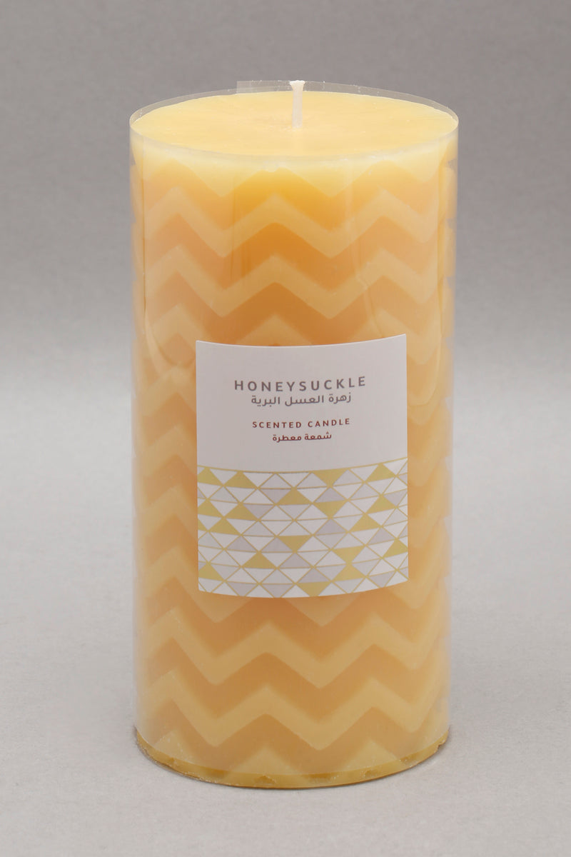 Yellow Honeysuckle Chevron Pillar Candle