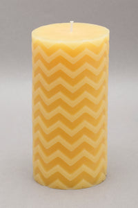 Yellow Honeysuckle Chevron Pillar Candle