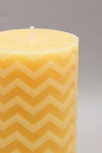 Yellow Honeysuckle Chevron Pillar Candle