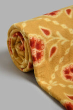 Load image into Gallery viewer, Redtag-Mustard-Colour-Floral-Printed-Single-Fleece-Blanket-Blankets-Home-Bedroom-
