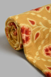 Redtag-Mustard-Colour-Floral-Printed-Single-Fleece-Blanket-Blankets-Home-Bedroom-