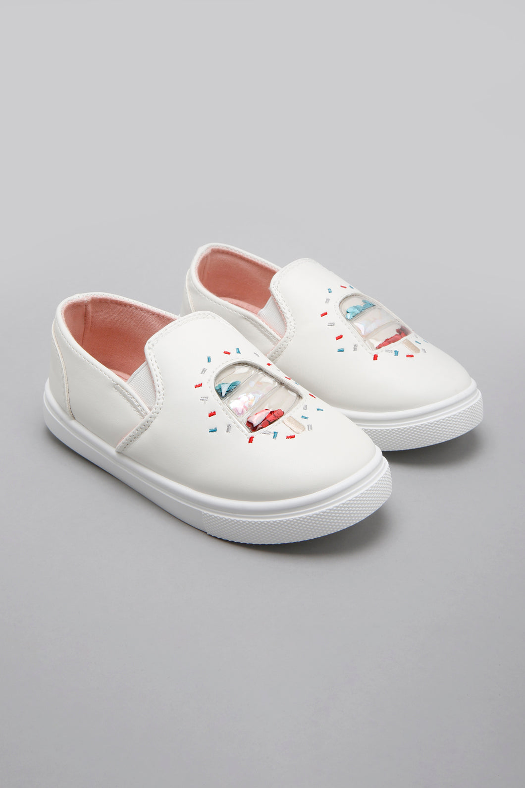 White Glitter Trim Plimsoll