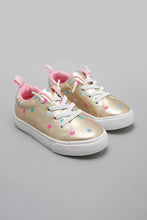 Load image into Gallery viewer, Gold Polka Dot Print Sneaker
