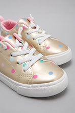 Load image into Gallery viewer, Gold Polka Dot Print Sneaker
