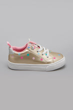 Load image into Gallery viewer, Gold Polka Dot Print Sneaker
