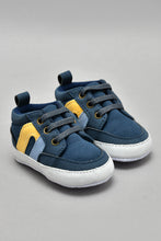 Load image into Gallery viewer, Navy Lace-Up Pram Shoe
