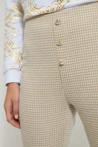 Beige Checkered Trouser With Buttons