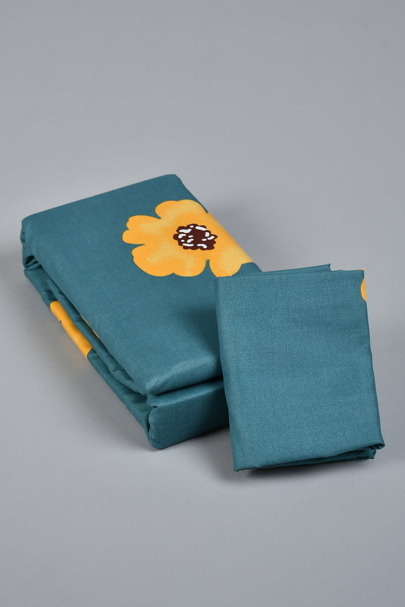 Teal 2-Pieces Printed Flat Sheet Set (Single Size)