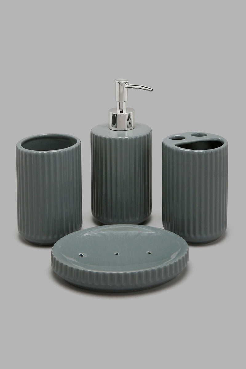 Redtag-Grey-Ceramic-Set-(4-Piece)-Colour:Grey,-Filter:Home-Bathroom,-HMW-BAC-Bathroom-Accessories,-New-In,-New-In-HMW-BAC,-Non-Sale,-Section:Homewares,-W21B-Home-Bathroom-