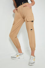 Load image into Gallery viewer, Redtag-Beige-Belted-Cargo-Jean-Jeans-Baggy-Fit-Women&#39;s-
