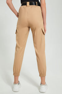 Redtag-Beige-Belted-Cargo-Jean-Jeans-Baggy-Fit-Women's-