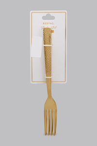 Gold Table Fork Hammered Set (4 Piece)