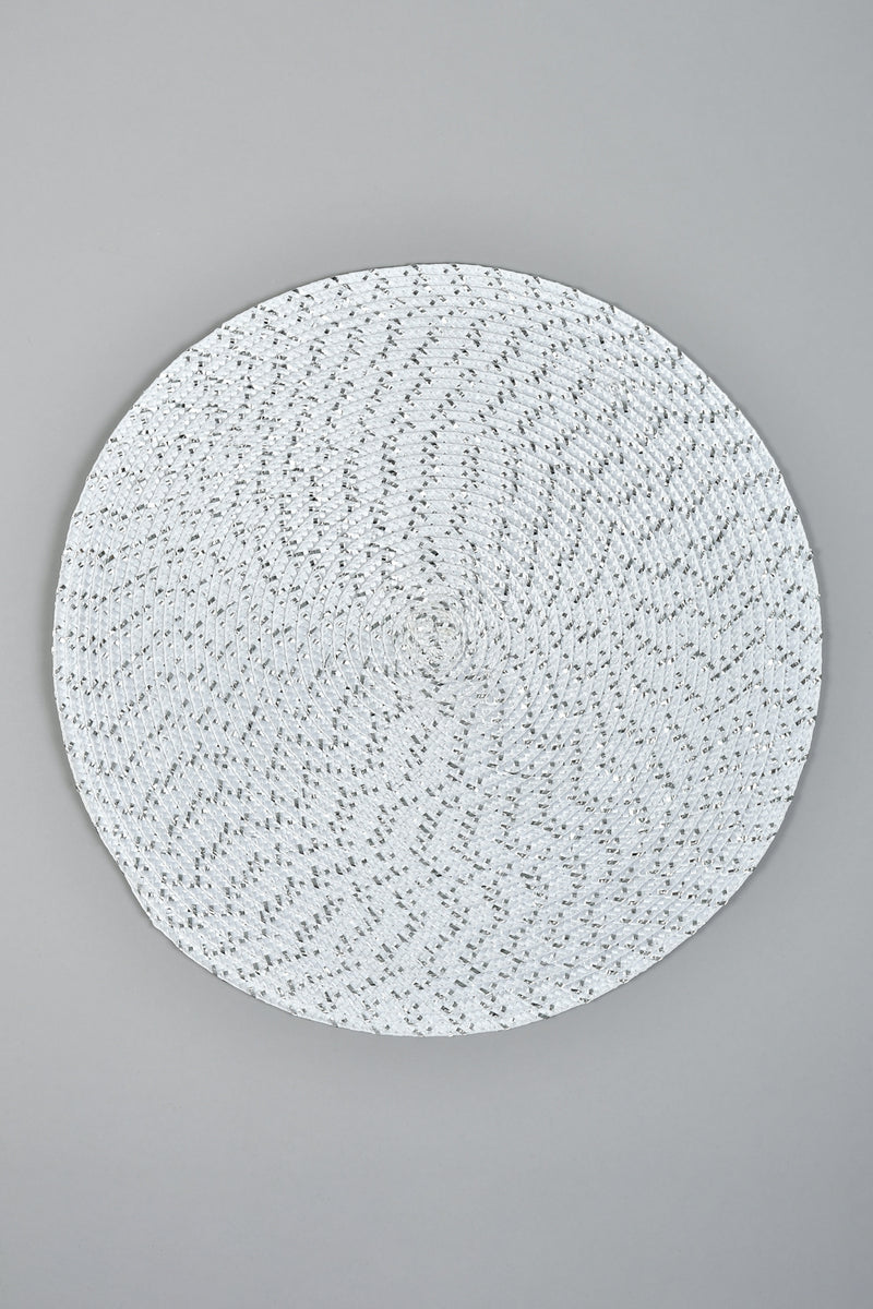 White/Silver Round Woven Placemat