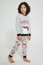 Load image into Gallery viewer, Redtag-Grey-Applique-Fleece-Pyjama-Set-Pyjama-Sets-Boys-2 to 8 Years
