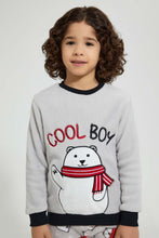 Load image into Gallery viewer, Redtag-Grey-Applique-Fleece-Pyjama-Set-Pyjama-Sets-Boys-2 to 8 Years

