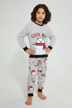 Load image into Gallery viewer, Redtag-Grey-Applique-Fleece-Pyjama-Set-Pyjama-Sets-Boys-2 to 8 Years
