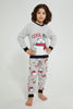 Redtag-Grey-Applique-Fleece-Pyjama-Set-Pyjama-Sets-Boys-2 to 8 Years