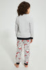 Redtag-Grey-Applique-Fleece-Pyjama-Set-Pyjama-Sets-Boys-2 to 8 Years