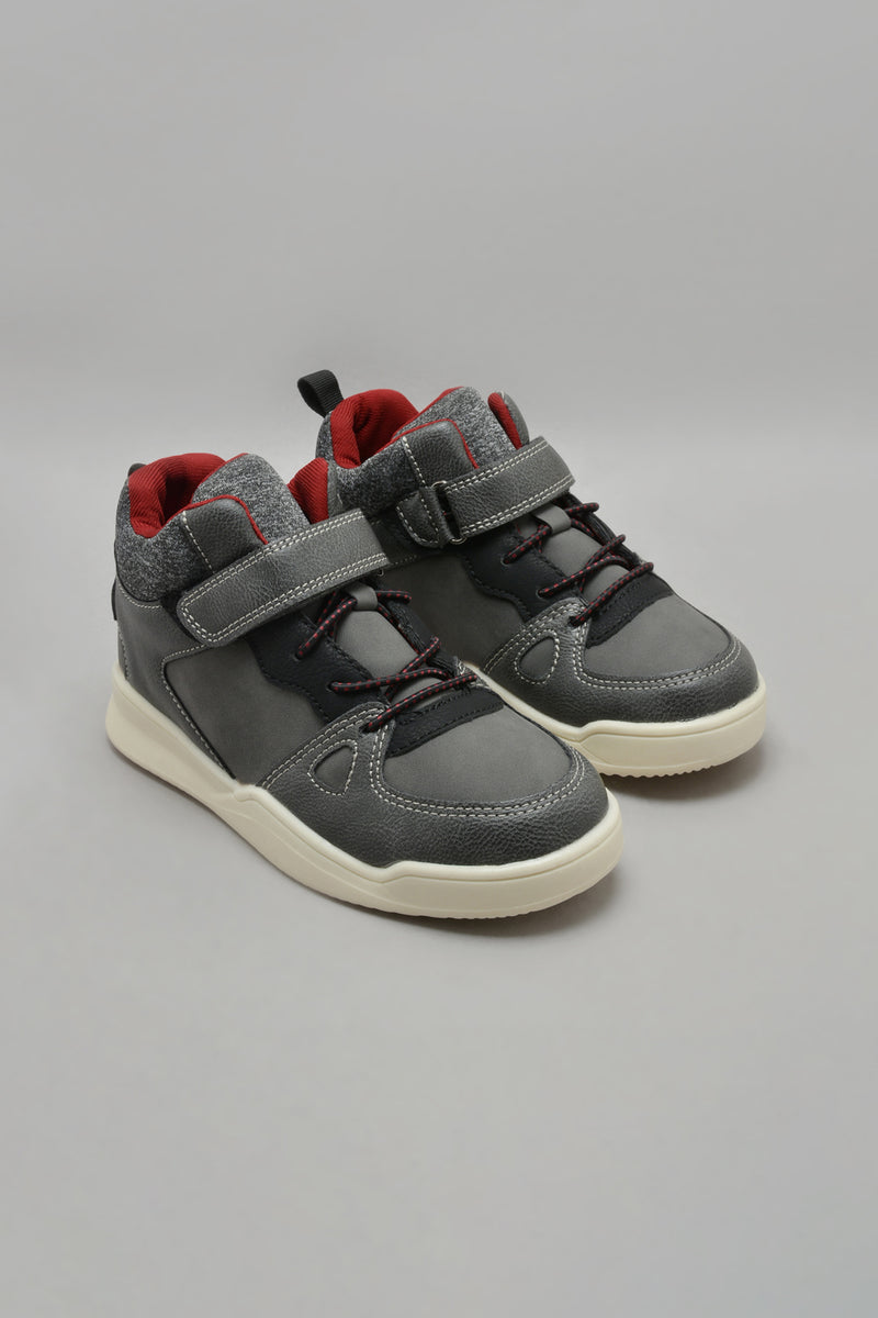 Grey Material Block High Top
