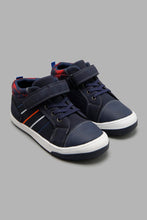 Load image into Gallery viewer, Redtag-Navy-Striped-High-Top-Boys-Trainers,-Character,-Colour:Navy,-Filter:Boys-Footwear-(3-to-5-Yrs),-New-In,-New-In-BOY-FOO,-Non-Sale,-W21B-Boys-3 to 5 Years
