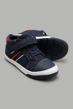 Load image into Gallery viewer, Redtag-Navy-Striped-High-Top-Boys-Trainers,-Character,-Colour:Navy,-Filter:Boys-Footwear-(3-to-5-Yrs),-New-In,-New-In-BOY-FOO,-Non-Sale,-W21B-Boys-3 to 5 Years
