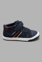 Load image into Gallery viewer, Redtag-Navy-Striped-High-Top-Boys-Trainers,-Character,-Colour:Navy,-Filter:Boys-Footwear-(3-to-5-Yrs),-New-In,-New-In-BOY-FOO,-Non-Sale,-W21B-Boys-3 to 5 Years
