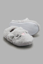 Load image into Gallery viewer, Redtag-Grey-Cat-Face-Slippers-Character,-Colour:Mid-Grey,-Filter:Girls-Footwear-(3-to-5-Yrs),-GIR-Slippers,-New-In,-New-In-GIR-FOO,-Non-Sale,-W21A-Girls-3 to 5 Years
