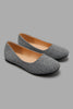 Grey Herringbone Print Ballerina