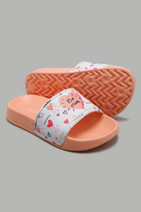 Redtag-Orange-Heart-Print-Side-Sliders-Girls-3 to 5 Years