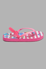 تنزيل الصورة على معرض الصور، Redtag-Fuchsia-Flower-Print-Flip-Flop-Toe-Posts-Girls-3 to 5 Years
