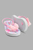 Redtag-Pink-Flower-Print-Flip-Flop-Toe-Posts-Girls-3 to 5 Years