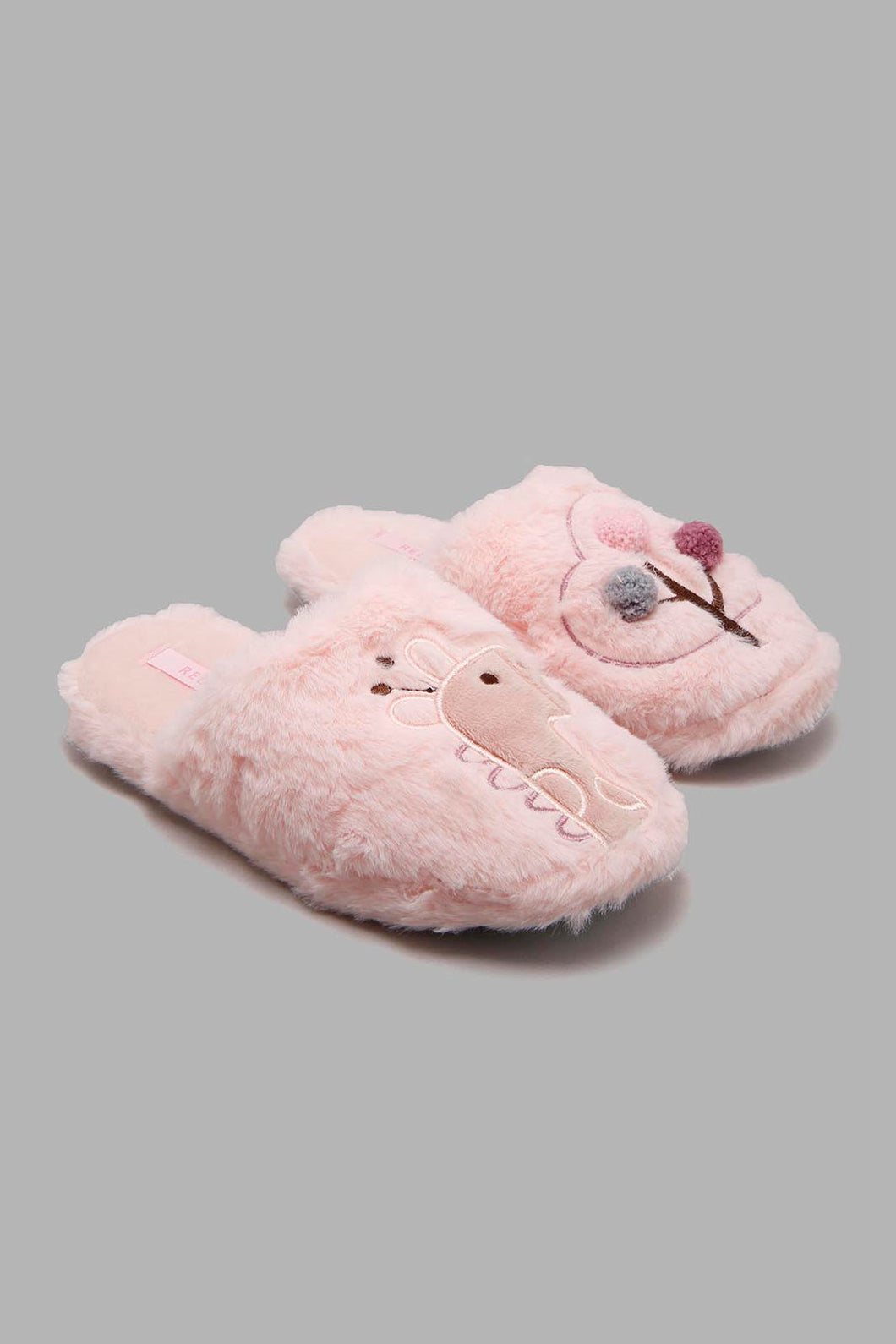 Redtag-Pink-Giraffee-Slipper-Mules-Senior-Girls-5 to 14 Years