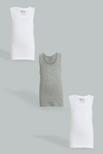 Load image into Gallery viewer, White/Grey Basic Vest (Pack Of 3)
