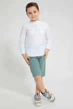 Load image into Gallery viewer, Redtag-White-Mandarin-Collar-Long-Sleeved-Shirt-Casual-Shirts-Boys-2 to 8 Years
