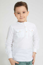 Load image into Gallery viewer, Redtag-White-Mandarin-Collar-Long-Sleeved-Shirt-Casual-Shirts-Boys-2 to 8 Years
